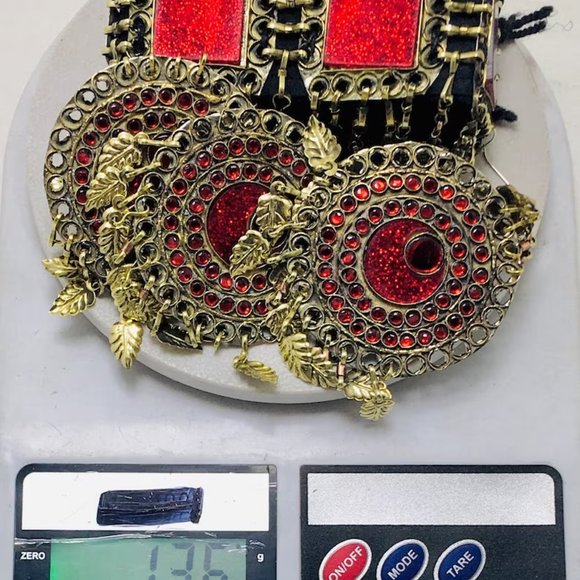 Tribal Jewelry Set, Antique Handmade Choker NecklacWith MathaTikka and Earring - Picture 7 of 10